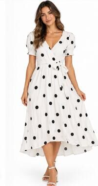 Anthropologie Maeve Breanna Polka Dot Wrap Dress Size 4